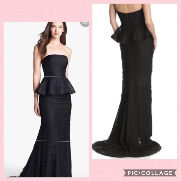 Adrianna Papell Dresses & Skirts - Adriana Papell strapless shutter tulle peplum long gown